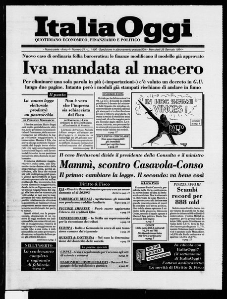 Italia oggi : quotidiano di economia finanza e politica